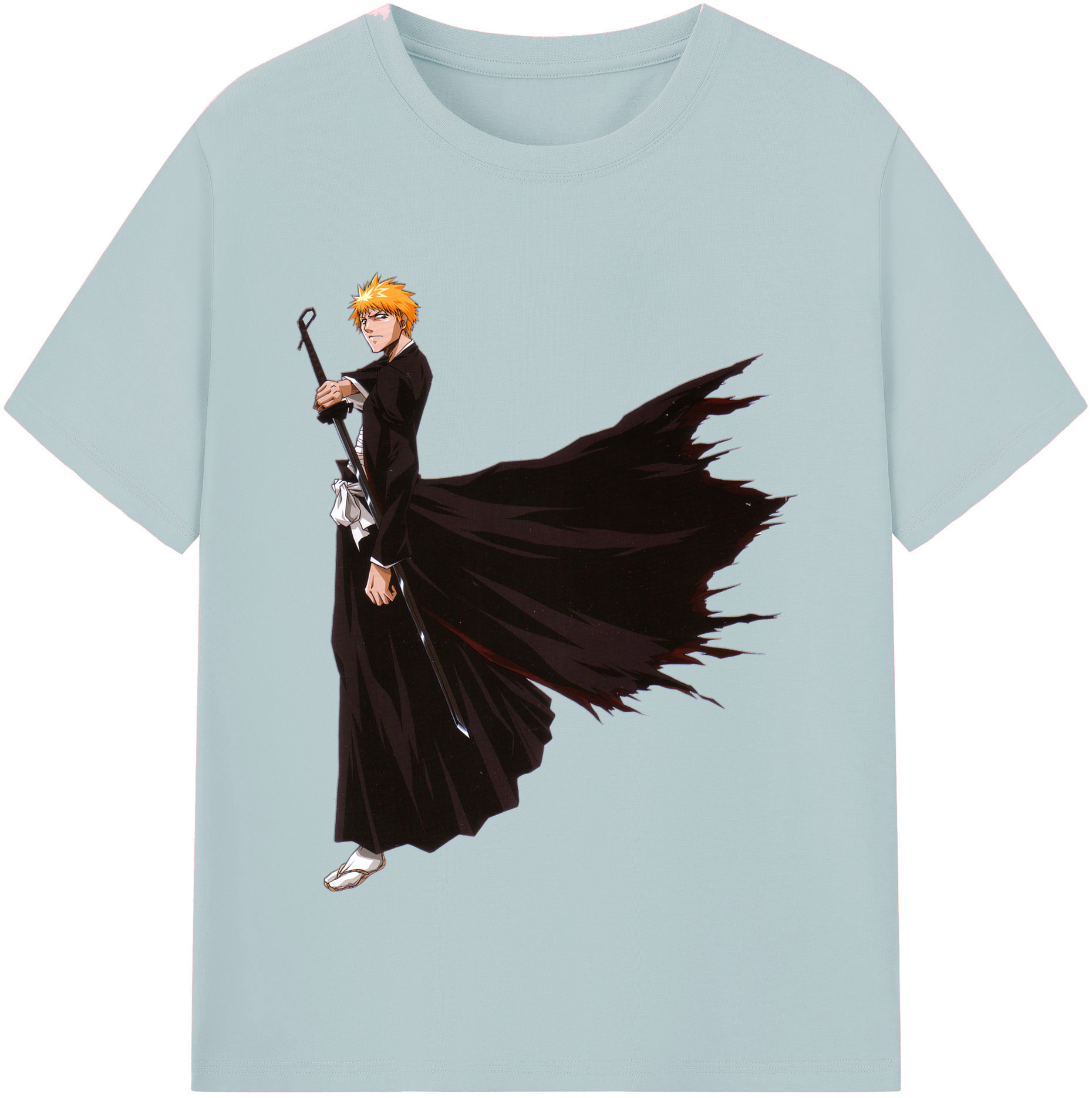 （画像用） ブリーチ 黒崎一護（くろさき いちご）BLEACH Kurosaki Ichigo 綿100％半袖Tシャツ（フロントプリント）